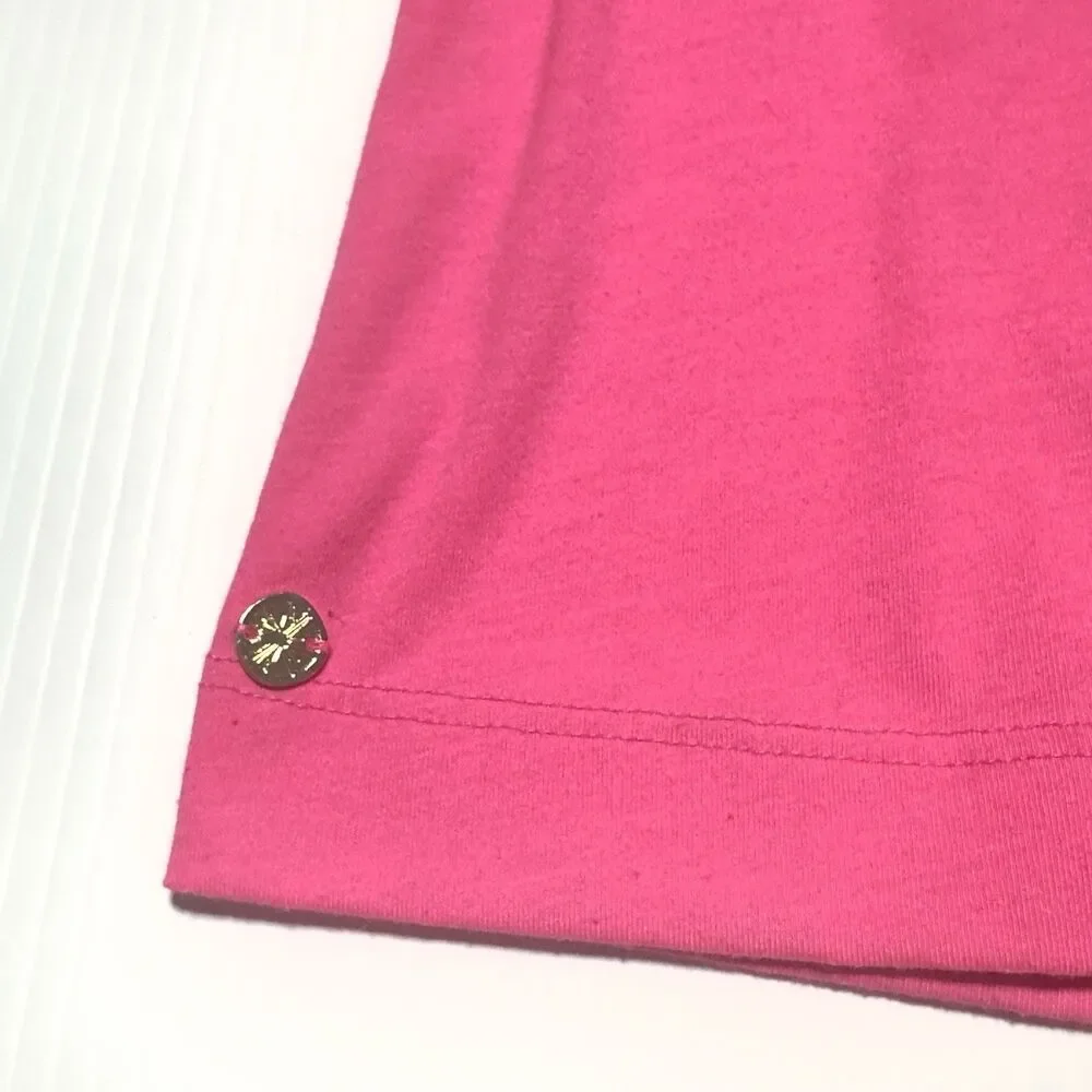 Lilly Pulitzer Jessie Top Womens Size XL Pink Square Neck Short Sleeve - Picture 5 of 7